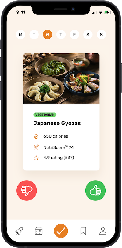 iPhone app meals approving plan screen